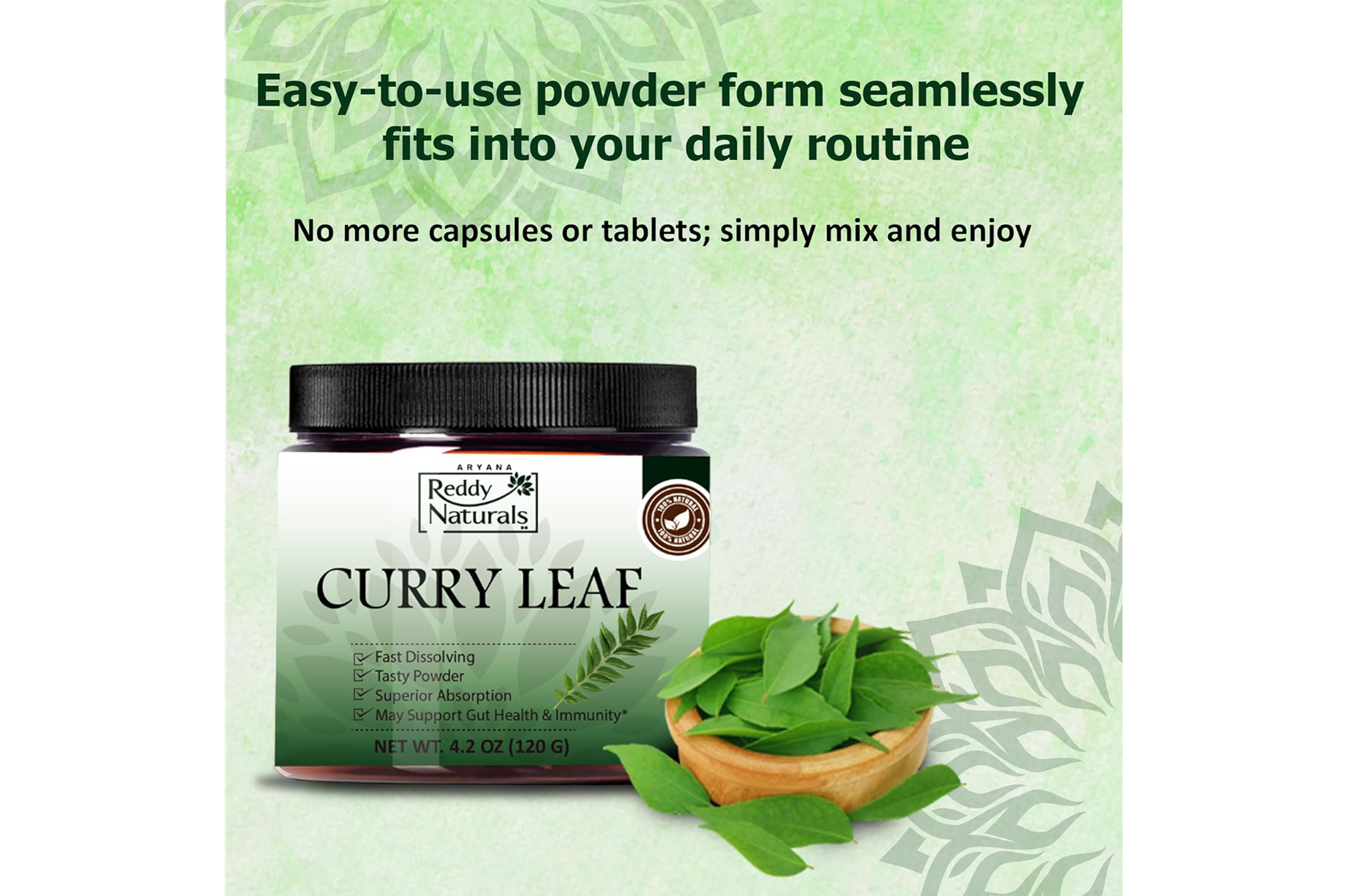 Curry Leaf Iron Boost – Dry Scoop for Energy, Digestion, Metabolism & Ayurvedic Wellness