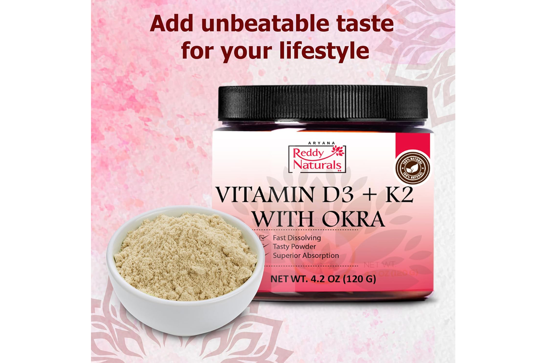 Reddy Naturals Vitamin D3 + K2 with Okra Extract – High-Potency D3K2 Supplement