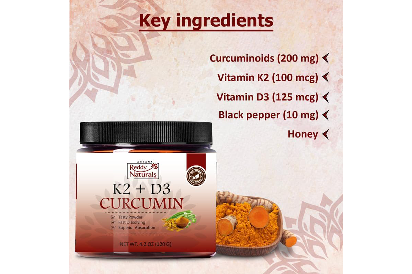 K2 + D3 Curcumin Powder
