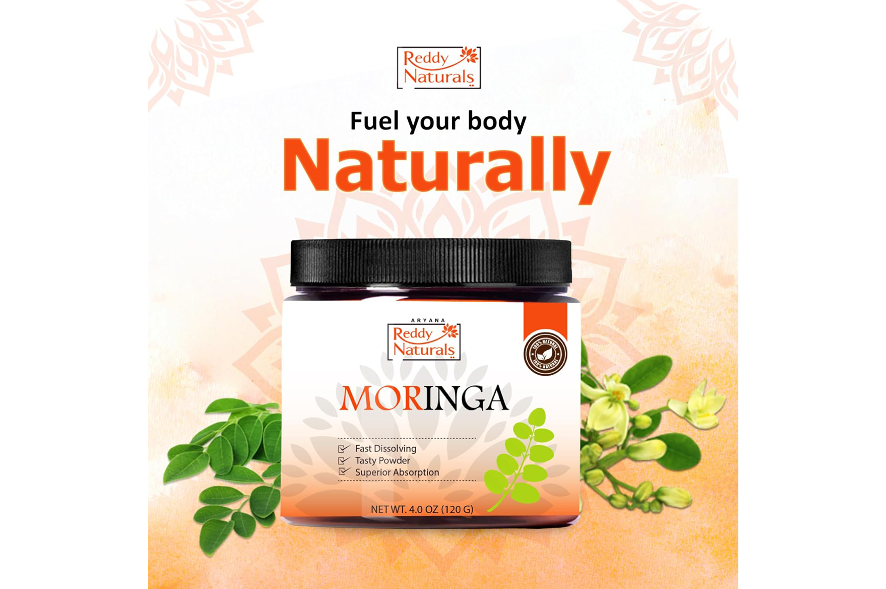 Reddy Naturals Moringa Supplement – Organic Moringa Powder with Superior Taste | Nutrient-Rich Superfood