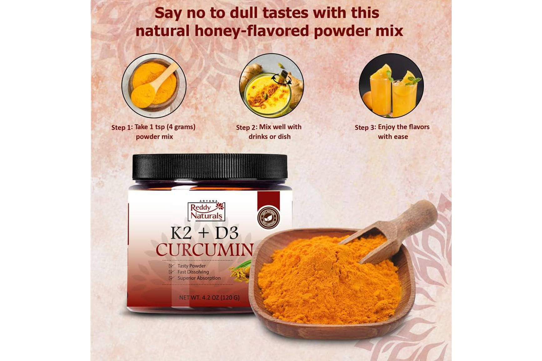 K2 + D3 Curcumin Powder