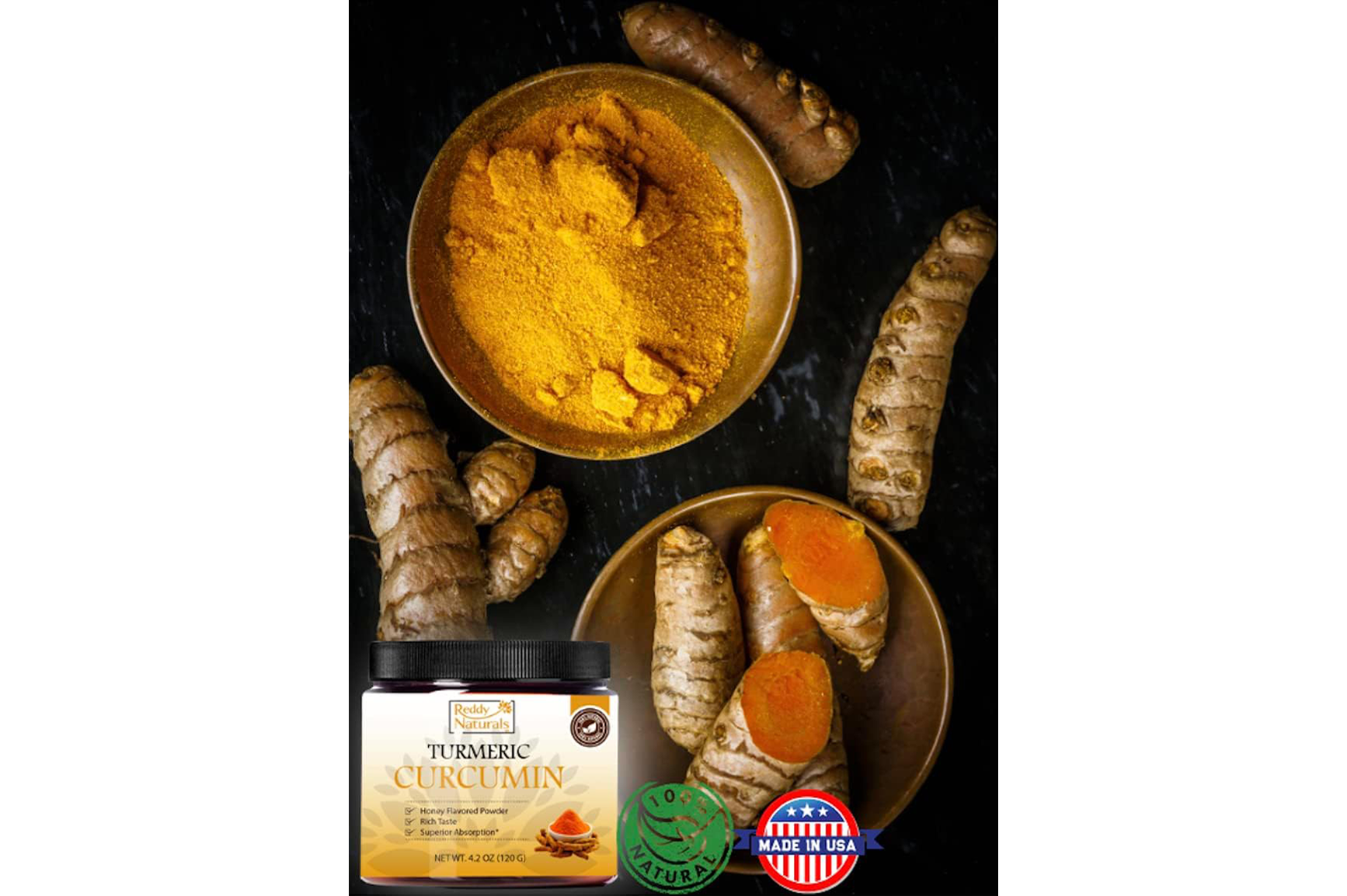 Reddy Naturals Turmeric Curcumin Supplement – Premium Turmeric Powder for Enhanced Wellness & Antioxidant-Rich Nutrition