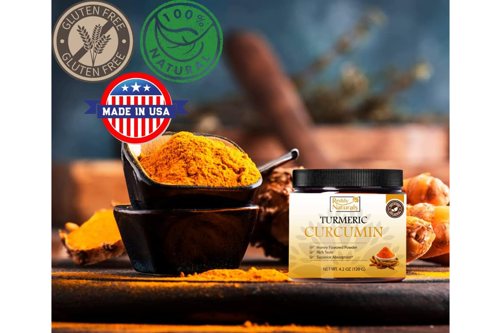 Reddy Naturals Turmeric Curcumin Supplement – Premium Turmeric Powder for Enhanced Wellness & Antioxidant-Rich Nutrition